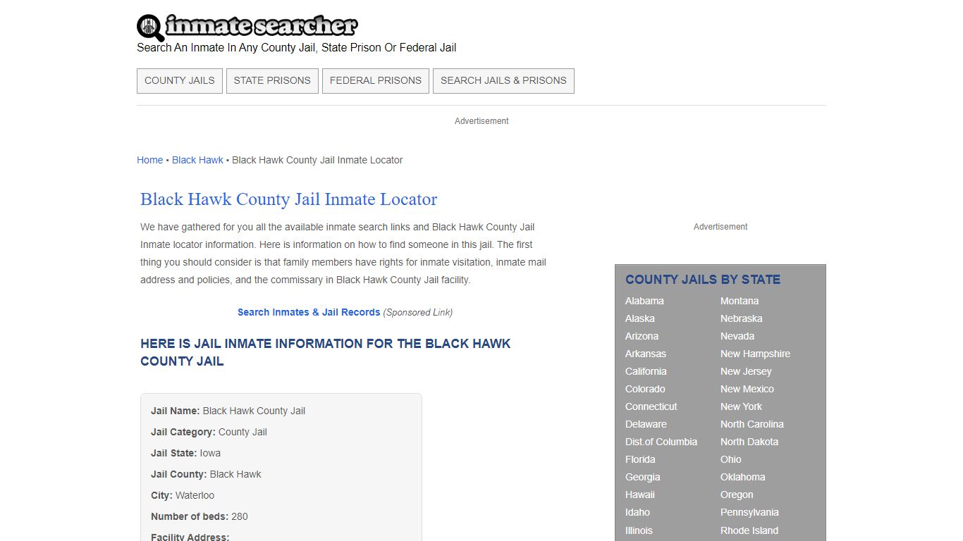 Black Hawk County Jail Inmate Locator - Inmate Searcher
